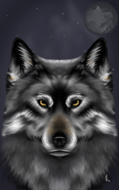 wolf under the moon | Abby.rose.draws | Digital Drawing | PENUP