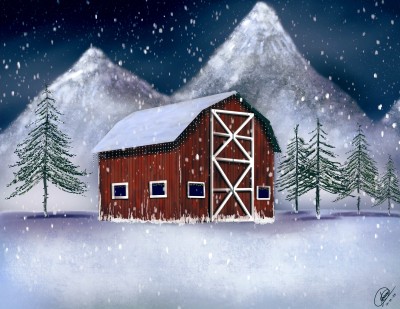 Snowy Barn view | Jason | Digital Drawing | PENUP