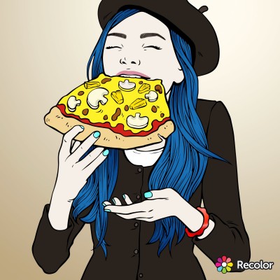 long blue haired pizza eater | Zenovia | Digital Drawing | PENUP