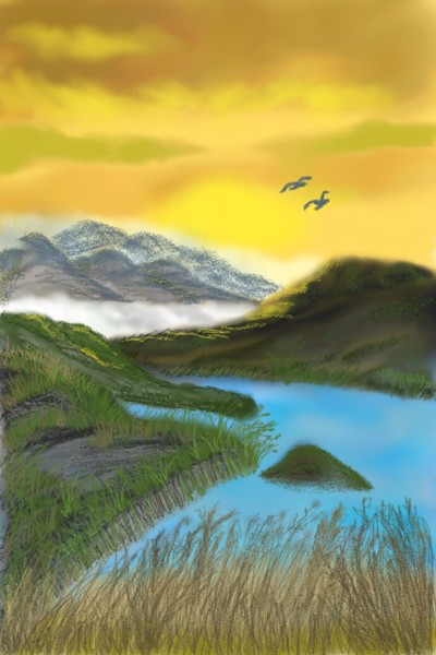 Golden Sky & Turquoise Waters | TeeSunflower | Digital Drawing | PENUP