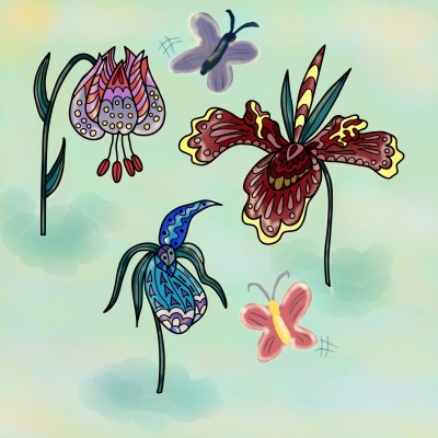 Flowers and butterflies  | JazzyStar | Digital Drawing | PENUP