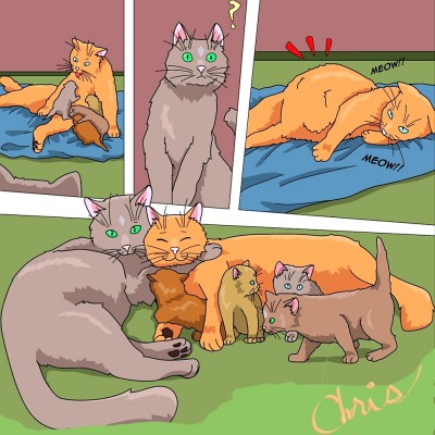 Happy cat family♡ | Chrissy | Digital Drawing | PENUP