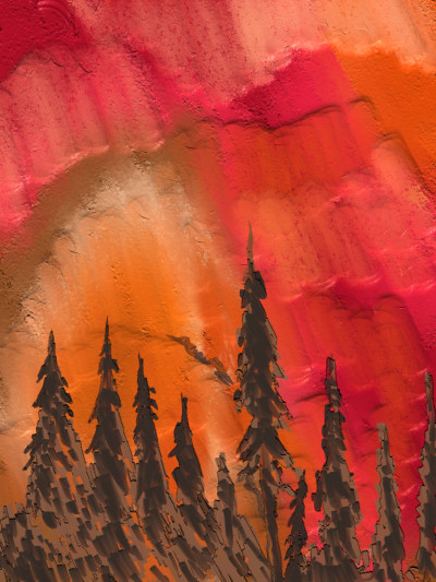 Red, orange and trees | AntoineKhanji | Digital Drawing | PENUP