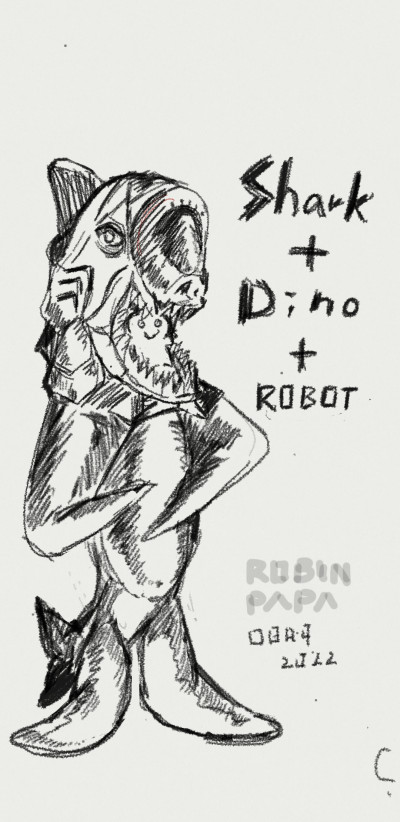 Cyborg Shark = Dino + Robot | RobinPAPA | Digital Drawing | PENUP