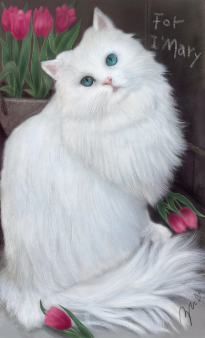white cat ♥for i.mary  | azu | Digital Drawing | PENUP