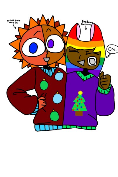 Me and eclipse wearing Christmas sweaters! | Scallywiggles | Digital Drawing | PENUP
