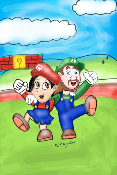 Me and him with Mario Bros style | Elizabeth | Digital Drawing | PENUP