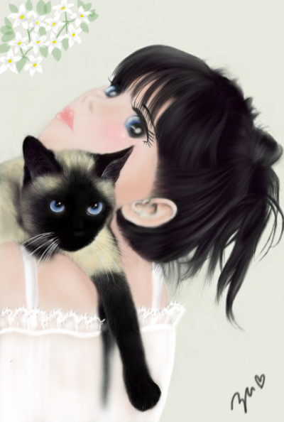 Jasmine girl and cat | azu | Digital Drawing | PENUP