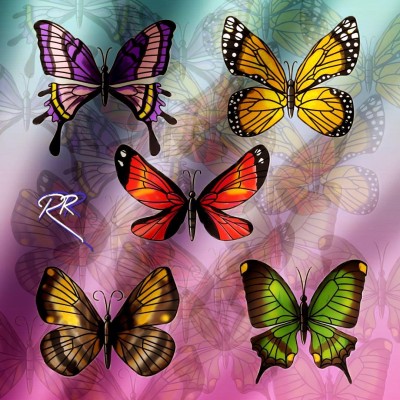 butterflies printed on a tablecloth | Rainish | Digital Drawing | PENUP