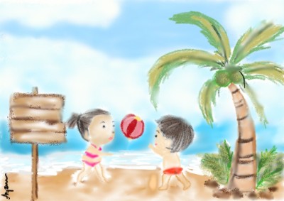 playing at beach | arpu | Digital Drawing | PENUP