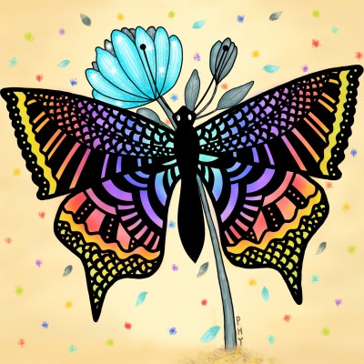 a flower and a butterfly | P.H.Y | Digital Drawing | PENUP