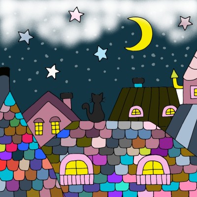 Night View Coloring page  | Muniba | Digital Drawing | PENUP