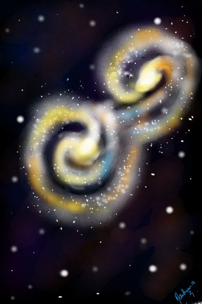 The collision of the spiral galaxies. | Mia | Digital Drawing | PENUP