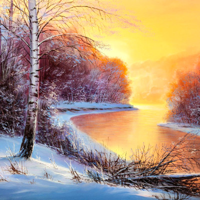 Puesta de sol con nieve Color Scapes | Dibujo | Digital Drawing | PENUP