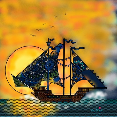 "The rising sun on the ship"♡ | ockja | Digital Drawing | PENUP