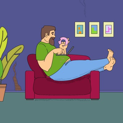 Fat man eating Donut on Couch | Bowlnmike | Digital Drawing | PENUP