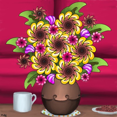 flower vase on the coffee table | tinie | Digital Drawing | PENUP