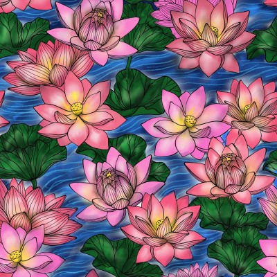 Lotus Bed on river  | Sylvia | Digital Drawing | PENUP