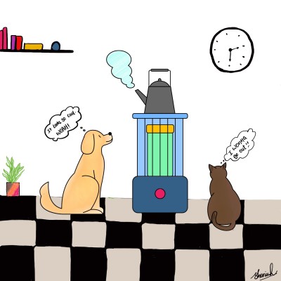 dog and cat looking at boiling pot | TWEEK | Digital Drawing | PENUP