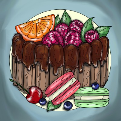 Chocolate fruit dessert  | Sylvia | Digital Drawing | PENUP
