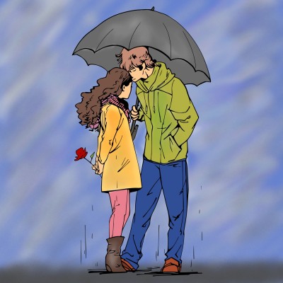 Boy and Girl in rain | Bowlnmike | Digital Drawing | PENUP