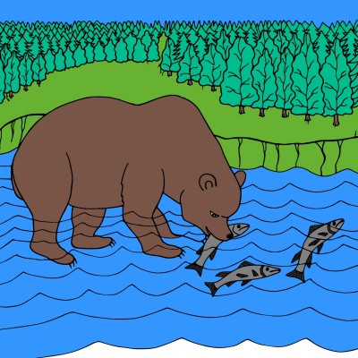 Bear Eating Fish  | ARYAn | Digital Drawing | PENUP