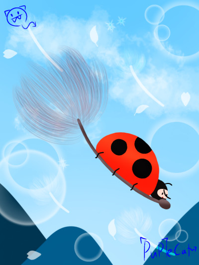 민들레를 탄 무당벌레 Ladybug riding a dandelion  | Shega | Digital Drawing | PENUP