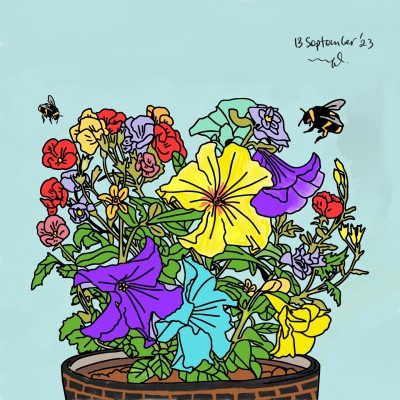 flower and bee | imannugraha | Digital Drawing | PENUP