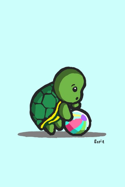 Cute Turtle Pushing Beach Ball | Essie | Digital Drawing | PENUP