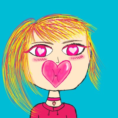 Girl blowing bubble gum doing a heart | Animegirl_fan | Digital Drawing | PENUP