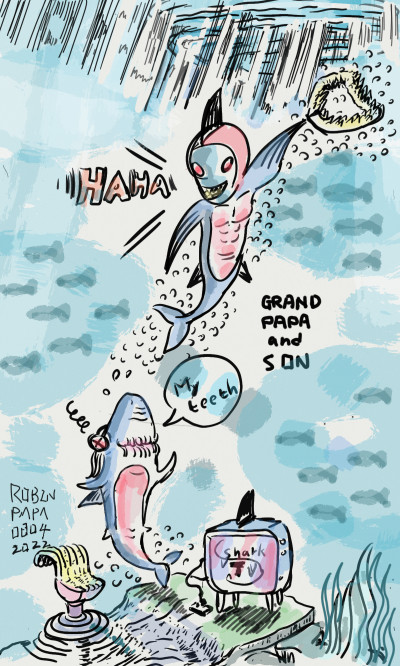 My Teeth : Shark Grandpapa & grandson | RobinPAPA | Digital Drawing | PENUP