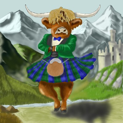 Highland Cow Dancing A Scottish Jig | Kilted_Veteran | Digital Drawing | PENUP