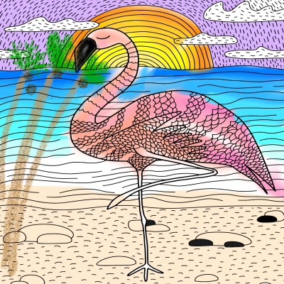 tropical flamingo  | WENDSAY3SING | Digital Drawing | PENUP