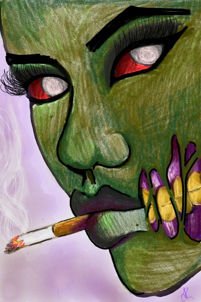 smokin' zombie babe | PiscesOctopus | Digital Drawing | PENUP