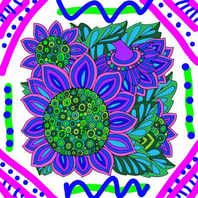 Neon Flowers & Foliage  | Flutterby420 | Digital Drawing | PENUP