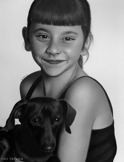Little Girl & Pup PENCIL ON PAPER | Flutterby420 | Digital Drawing | PENUP