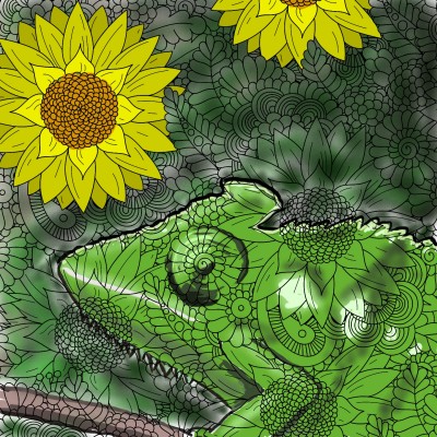 chameleon and sunflower  | J-O-C | Digital Drawing | PENUP